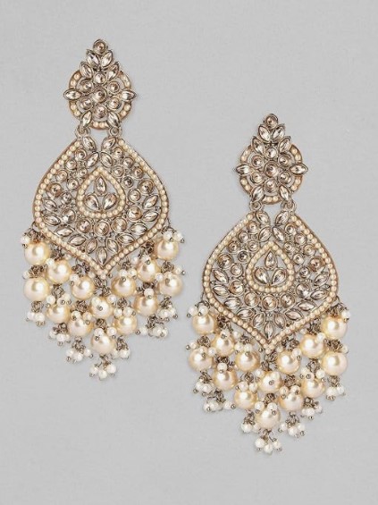 Gold-Plated AD Pearl Beaded Earrings